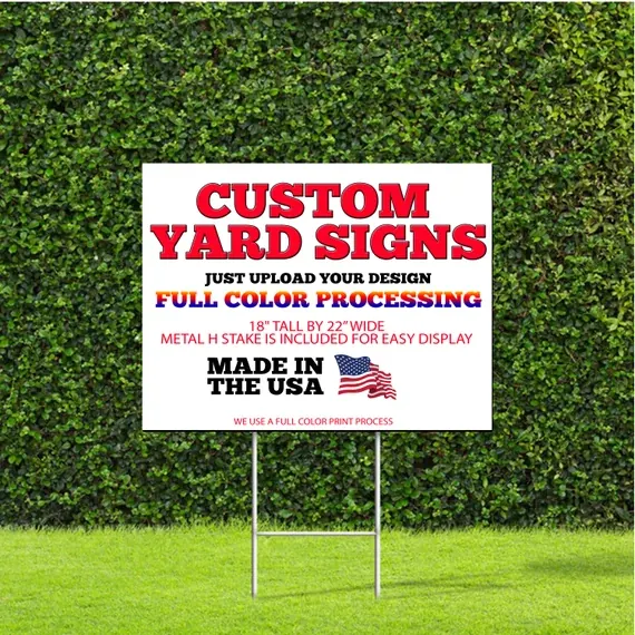 Custom corrugated yard sign with H-stake