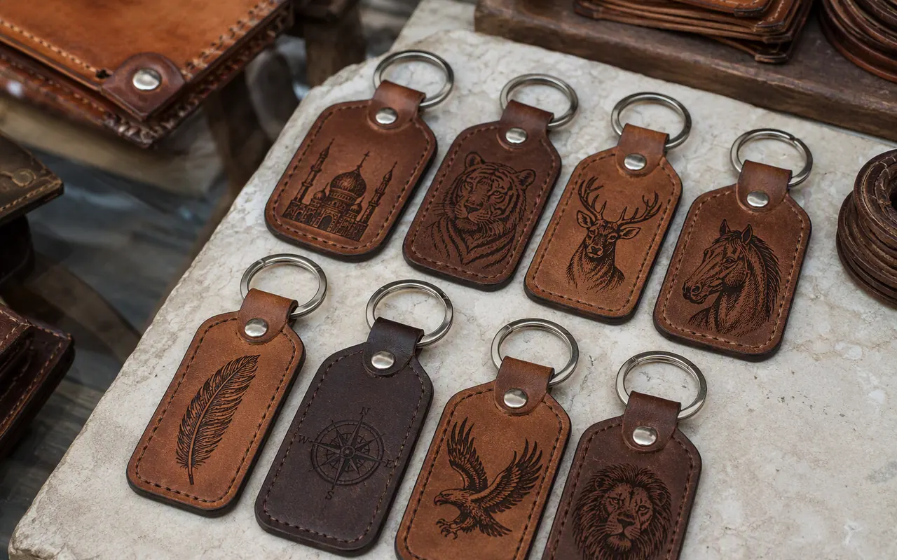 Engraved Leather Keychains