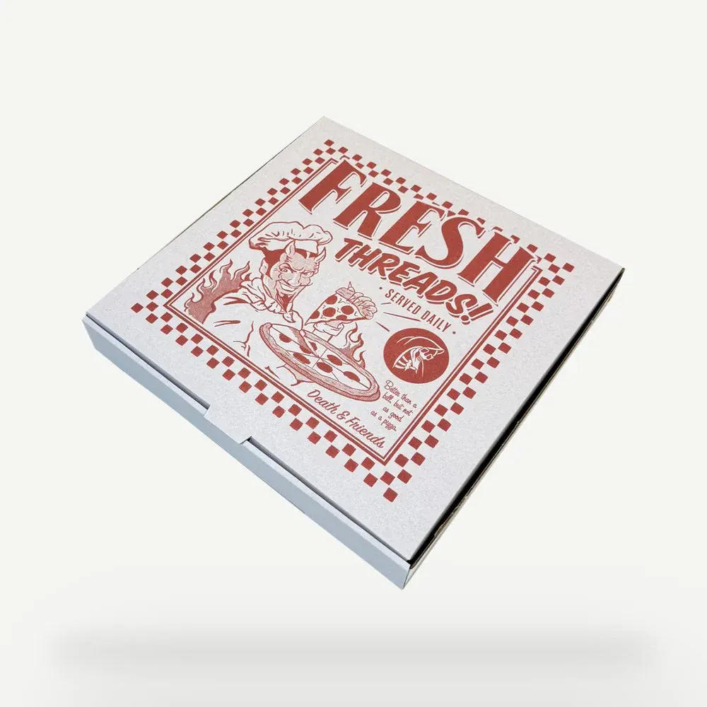 Custom printed pizza box with one-colour artwork