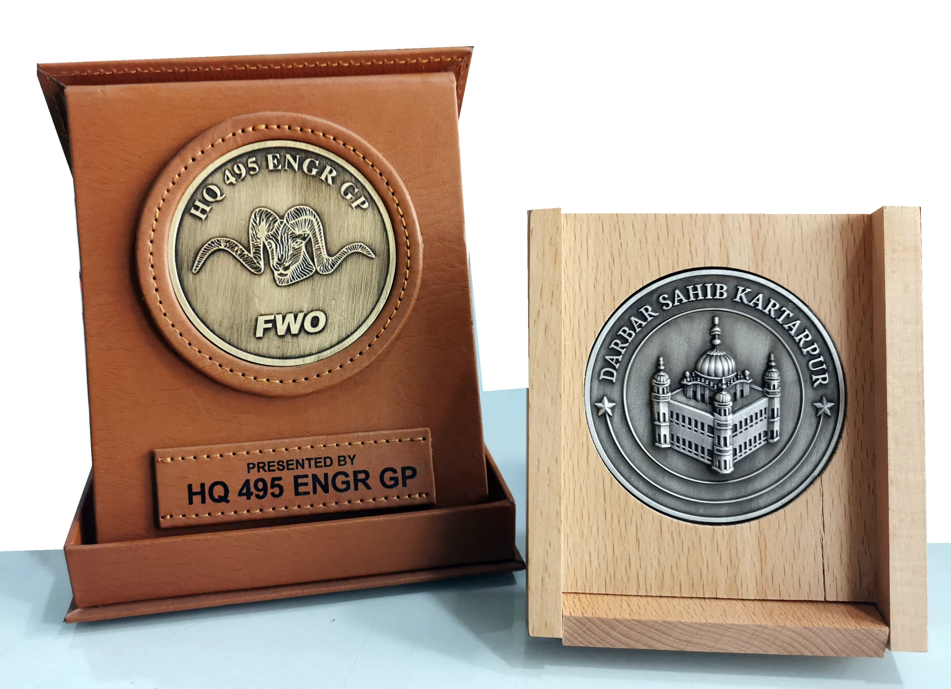 Cut-Out Leather and Wood Shields
