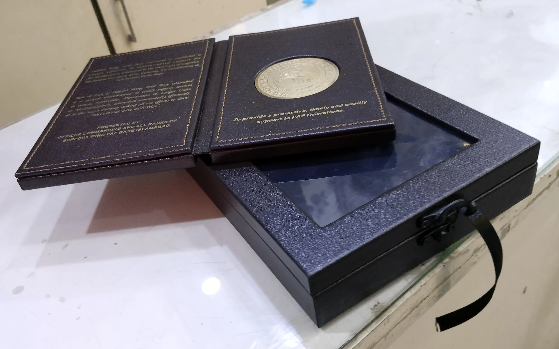 Boxed Leather Recognition Shields