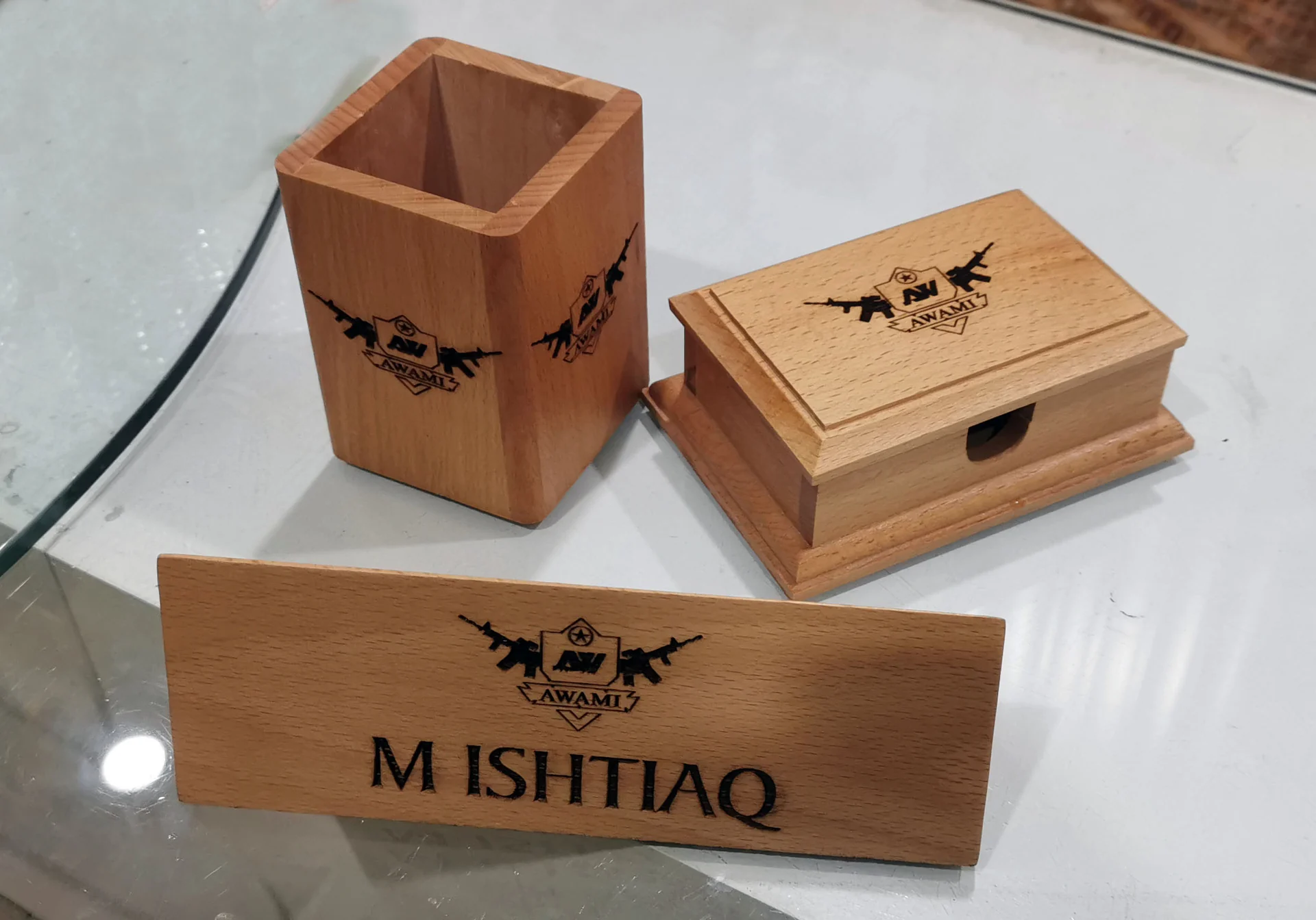 Personalised Wooden Desk Set